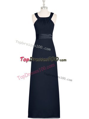 High Class Black Straps Neckline Belt Prom Dress Sleeveless Zipper