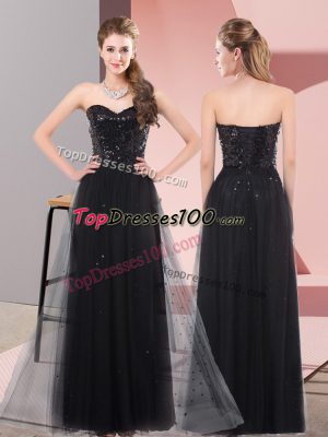 Colorful Sweetheart Sleeveless Lace Up Prom Evening Gown Black Tulle
