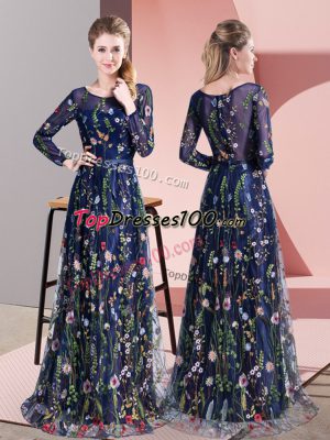 Long Sleeves Sweep Train Zipper Pattern Prom Evening Gown