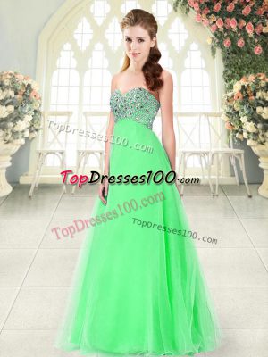 Attractive Tulle Sweetheart Sleeveless Lace Up Beading Prom Dresses in Green