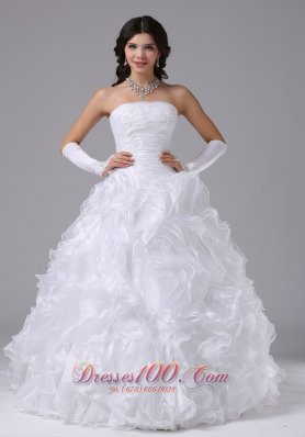 Ball Gown Wedding Dress With Ruffles and Strapless Floor-length In Carmichael California City - Top Selling