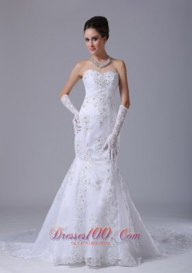 Lace With Beading Wedding Dress Beading Sweetheart Mermaid Court Train - Top Selling