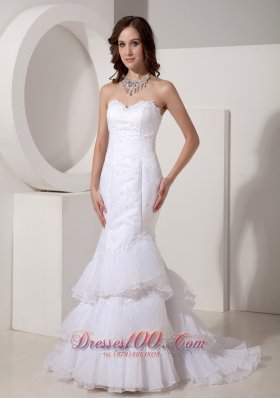 Custom Made Mermaid / Trumpet Organza Sweetheart Wedding Dress Brush / Sweep Train - Top Selling