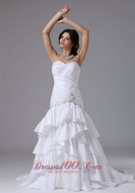 Mermaid and Ruched Bodice Ruffled Layeres For Wedding Dress - Top Selling