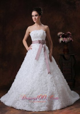 Rolling Flower Sweetheart Sashes/Ribbons Brush Garden / Outdoor A-Line Wedding Dress