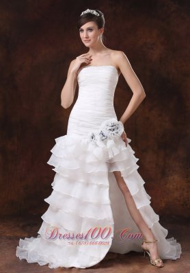 Bodice High Slit Brush / Sweep Mermaid / Trumpet Organza Wedding Dress With Beading