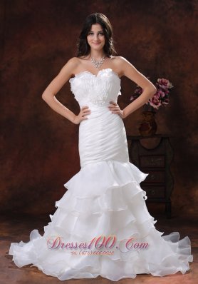 White Mermaid Strapless Organza Wedding Dress In 2013 Sedona Arizona With Ruffled Layers