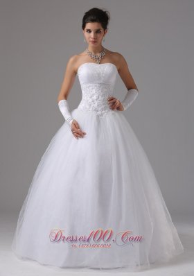 A-line Wedding Dress With Lace Decorate Waist and Beaded Decorate Bust In Angels Camp California