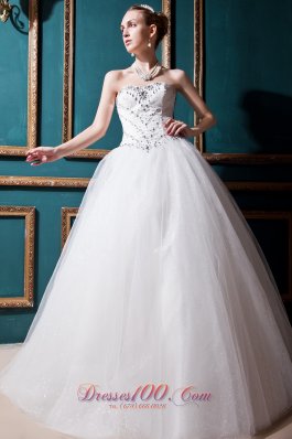Best Ball Gown Sweetheart Floor-length Tulle Beading Wedding Dress