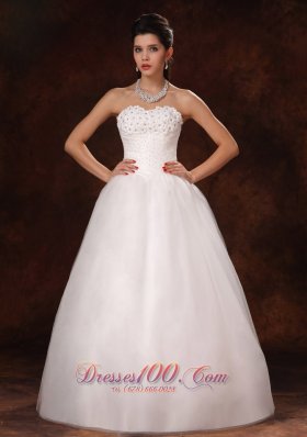 Beaded A-Line Sweetheart Designer Organza New Style 2013 Wedding Dress For Customize