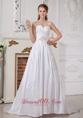 Modern Wedding Dress A-line Sweetheart Appliques Court Train Taffeta