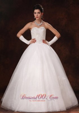 Ball Gown Sweetheart Beaded Organza Custom Made Floor-length Wedding Dress For 2013