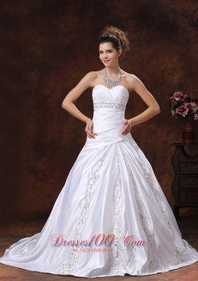 Ruched Bodice Embroidery and Embroidery For Wedding Dress With Sweetheart