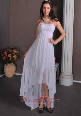 Simple Empire Strapless High-low Chiffon Appliques Wedding Dress