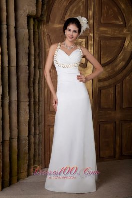 Customize Empire V-neck Prom Dress Chiffon Ruch Brush Train