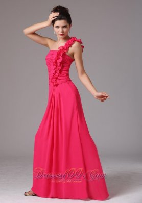 2013 Stylish Coral Red One Shoulder Ruched Decorate Bust Prom Dress With Floor-length In New Milford Connecticut