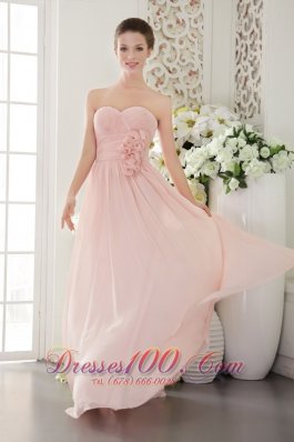 2013 Pink Empire Sweetheart Floor-length Chiffon 3D Flower Prom / Evening Dress
