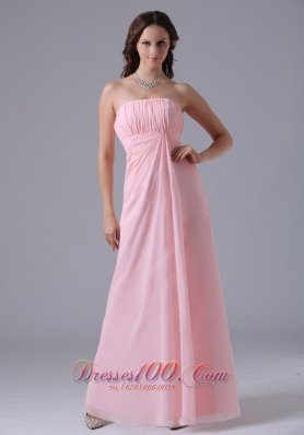 Cheap Massachusetts City Baby Pink Ruched Decorate Simple Bridesmaid Dress With Floor-length In 2013