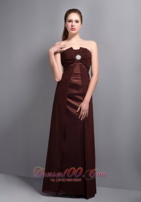 Elegant Brown Strapless Bridesmaid Dress with Beading