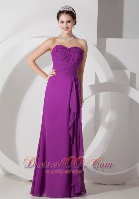Custom Made Purple Empire Sweetheart Homecoming Dress Chiffon Ruch Floor-length