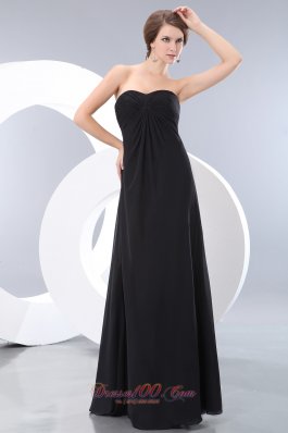 Cheap Black Sweetheart Ruch Bridesmaid Dress Empire Floor-length Chiffon