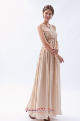 Champagne Empire Sweetheart Floor-length Chiffon Ruch Bridesmaid Dress