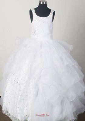 2013 Gorgeous White Little Girl Pageant Dresses With Beading and Rufled Layers