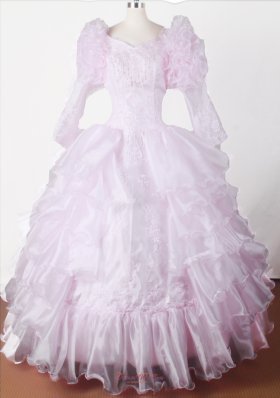 Embroidery With Beading Beautiful Ball Gown Little Girl Pageant Dress V-neck Floor-length