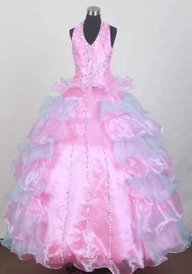 Pretty Beading Ball Gown Halter Floor-length Little Gril Pageant Dress  Pageant Dresses