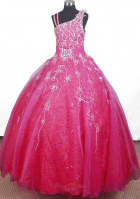 Brand new Beading Hand Made Flowers Ball Gown Strap Floor-length Little Gril Pageant Dress  Pageant Dresses