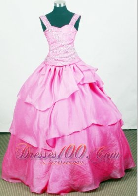 Beaded Decorate Straps For Little Girl Pageant Dresses With Hot Pink  Pageant Dresses