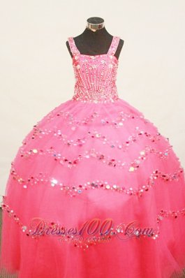 Custom Made Little Girl Pageant Dress BeadingStrap Floor-Length Organza  Pageant Dresses