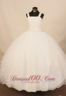 2013 Exquisite White Straps Beaded Decorate Little Girl Pageant Dress