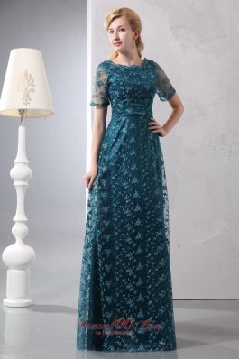 New Cheap Peacock Green Column Scoop Mother Of The Bride Dress Floor-length Lace