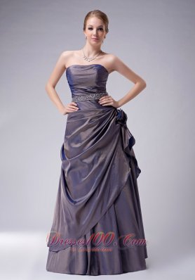 Popular Beautiful Empire Strapless Mother Of The Bride Dress Taffeta Beading Floor-length