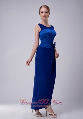 Discount Custom Made Royal Blue Column Bateau Mother Of The Bride Dress Ankle-length Taffeta Hand Made Flower