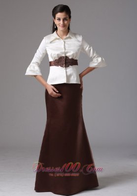 Discount Modest Column High-neck 2013 Mother Of The Bride Dress With Long Sleeves and Belt In Danbury Connecticut