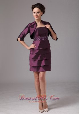 Dark Purple Layers and Embroidery With Beading Mother Of The Bride Dress Mini-length In Hiawassee Georgia