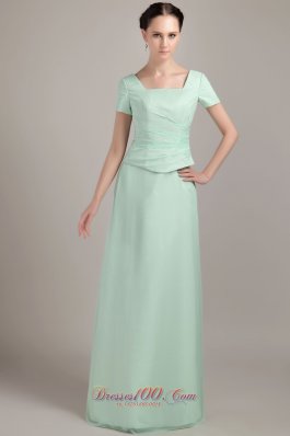 Elegant Apple Green Column / Sheath Square Floor-length Chiffon Beading Mother Of The Bride Dress