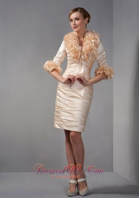 Champagne Short Mother Of The Bride Dress with Jacket Satin