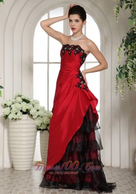 2013 Wine Red Ruffled Layeres Prom Dress With Appliques and Ruch