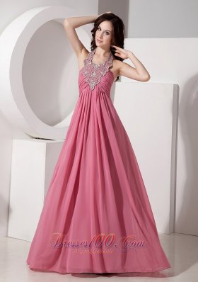 2013 Beautiful Cheap Halter Top Chiffon Prom Dress with Beading