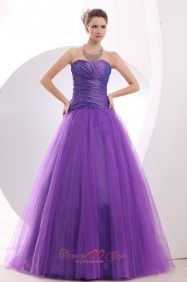 2013 Cheap Purple Prom / Evening Dress Ruch A-line Sweetheart Floor-length Tulle