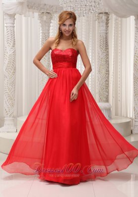 Best Sequined Up Bodice Sweetheart Neckline Red Chiffon and Floor-length Prom / Evening Dress For 2013