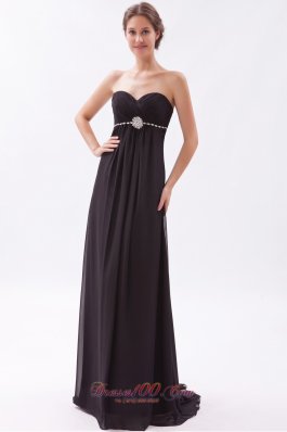 Best Black Empire Sweetheart Prom Dress Chiffon Beading Brush Train