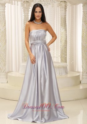 Clearence Silver Mother Of The Bride Dress Elegant With Strapless Ruched Bodice For Military Ball