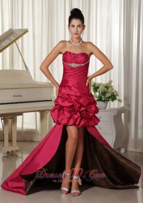 Custom Made Perfect Taffeta High-low Prom Dress Ruched and Beading Bodice