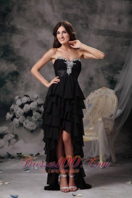 Discount Black High-low Chiffon Prom Dress