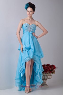 Baby Blue Empire Sweetheart Prom / Homecoming Dress High-low Chiffon