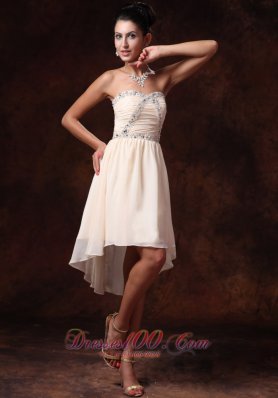 Champagne Empire Asymmetrical Sweetheart Chiffon 2013 Prom Gowns For Custom Made